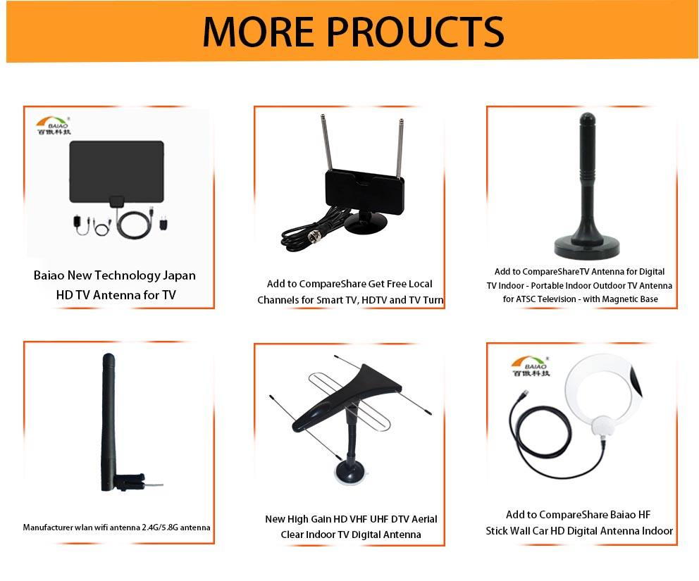 UHF 470 - 862MHz 100 Miles Digital TV Antenna With Magnetic Base