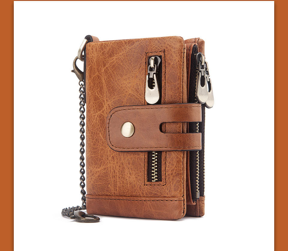 Business Design Style Genuine Cowhide Leather RFID Mini Wallet for Mobile Phone Cases
