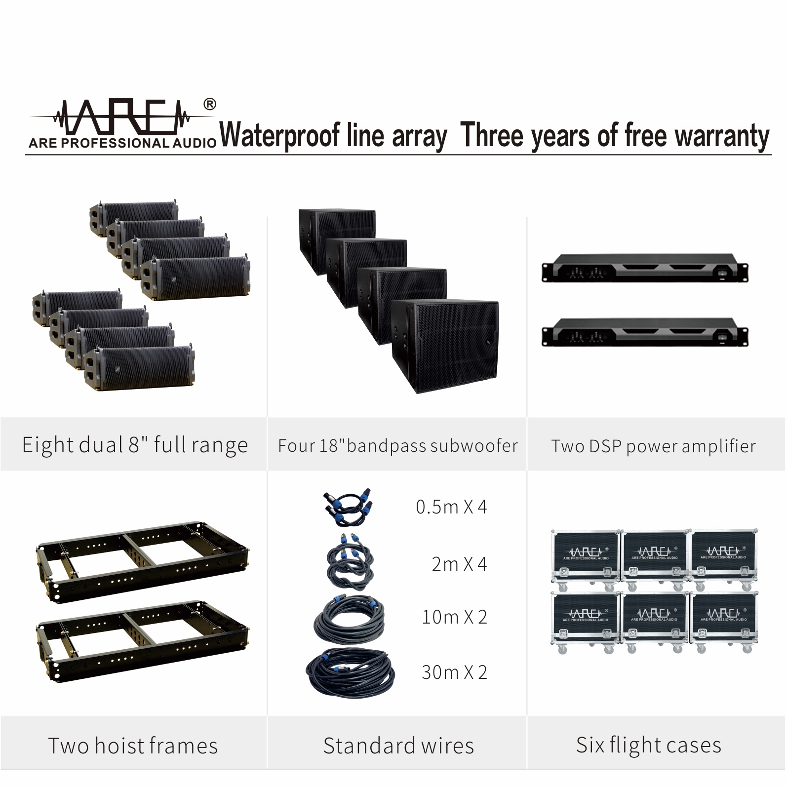 ARE Audio Line Array Set Professional Audio System Waterproof Speaker Dual 8 Inch Line Array Portable Line Array