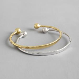 China Lanciashow 925 Sterling Silver Cuff Bangle Bracelet Gold Plated Jewelry For Women on sale