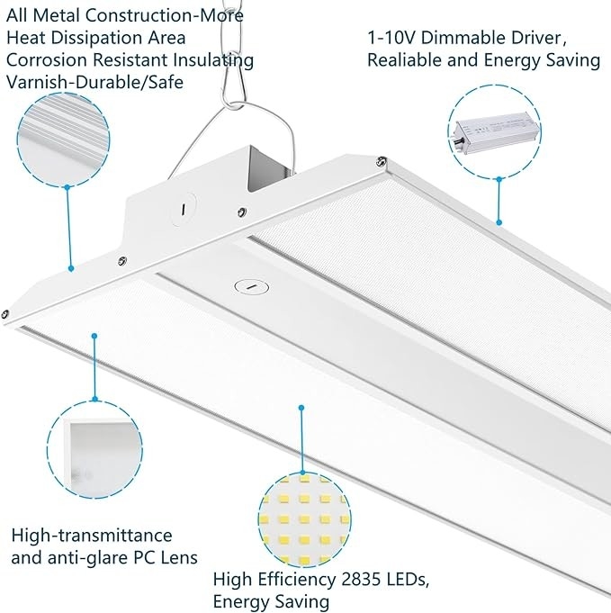 Warehouse Dimmable LED High Bay Lighting 400W Suspended Installation
