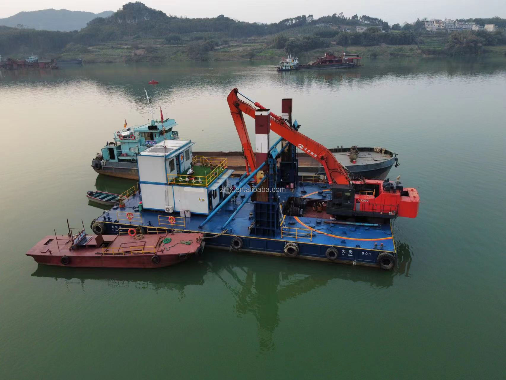 Excavator extension arm and port dredging designed for river dredging