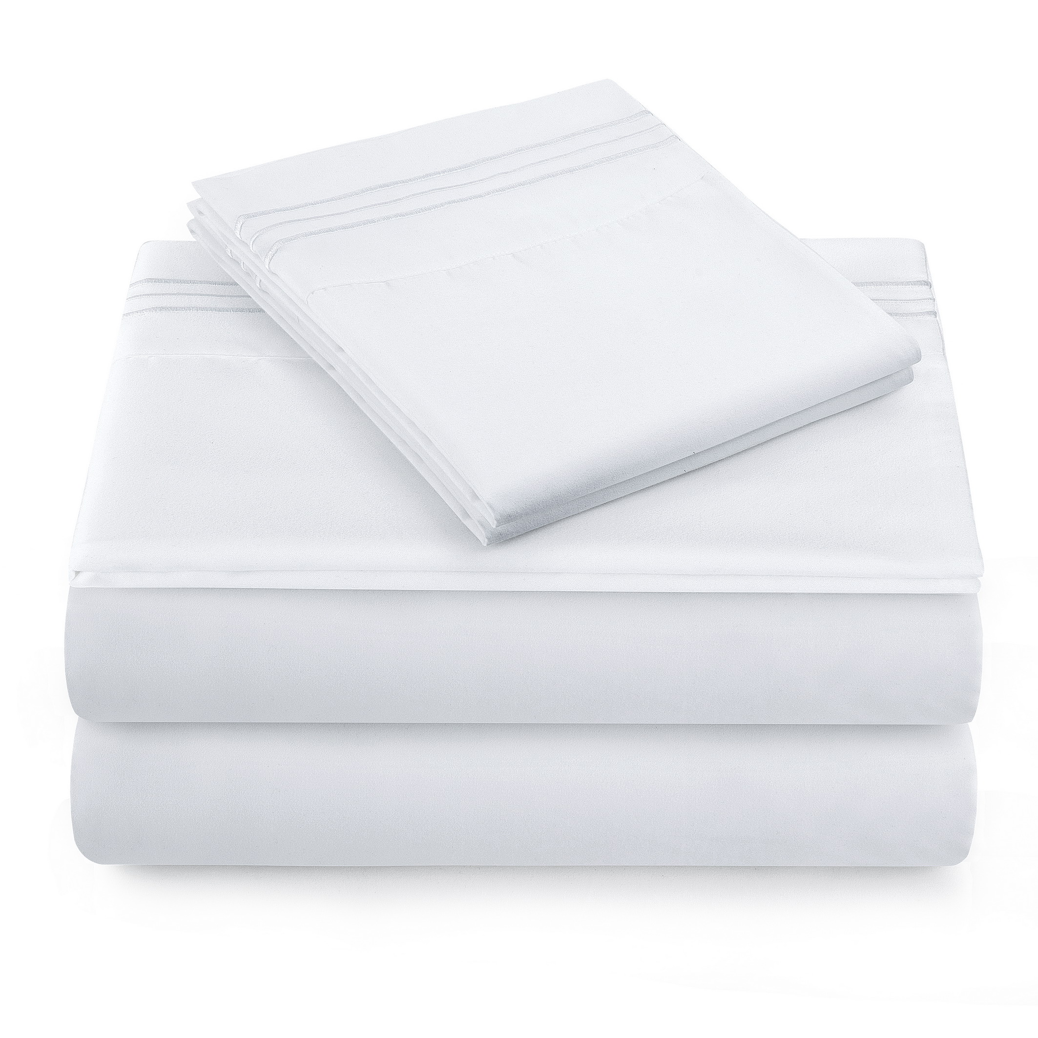 Poly Cotton 300tc Hotel White Embroidered Bed Sheet Quilt Cover Pillowcase Set