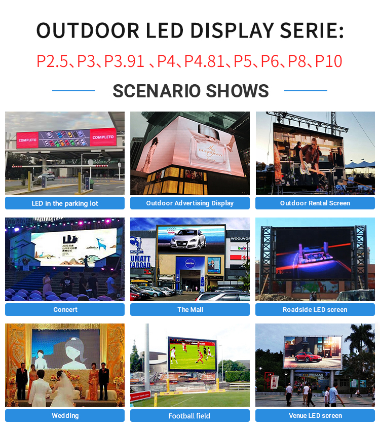 P5 P6 P8 P10 LED Video Wall Full Color For Outdoor Advertising