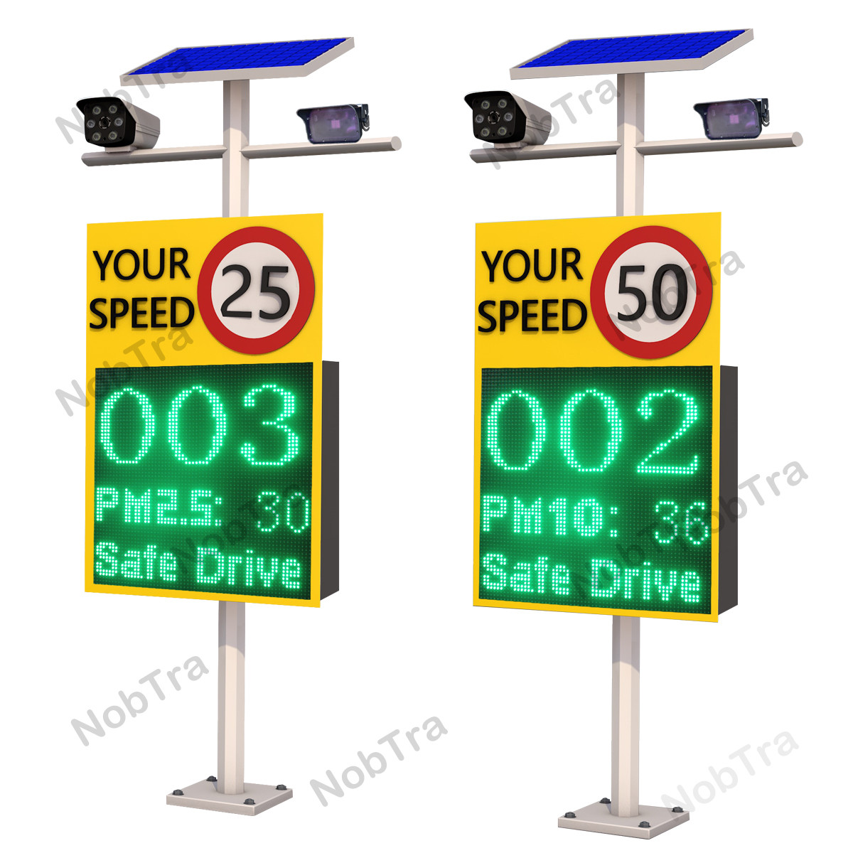 Advanced Road Safety Doppler Radar Speed Display Sign with Pole Mount