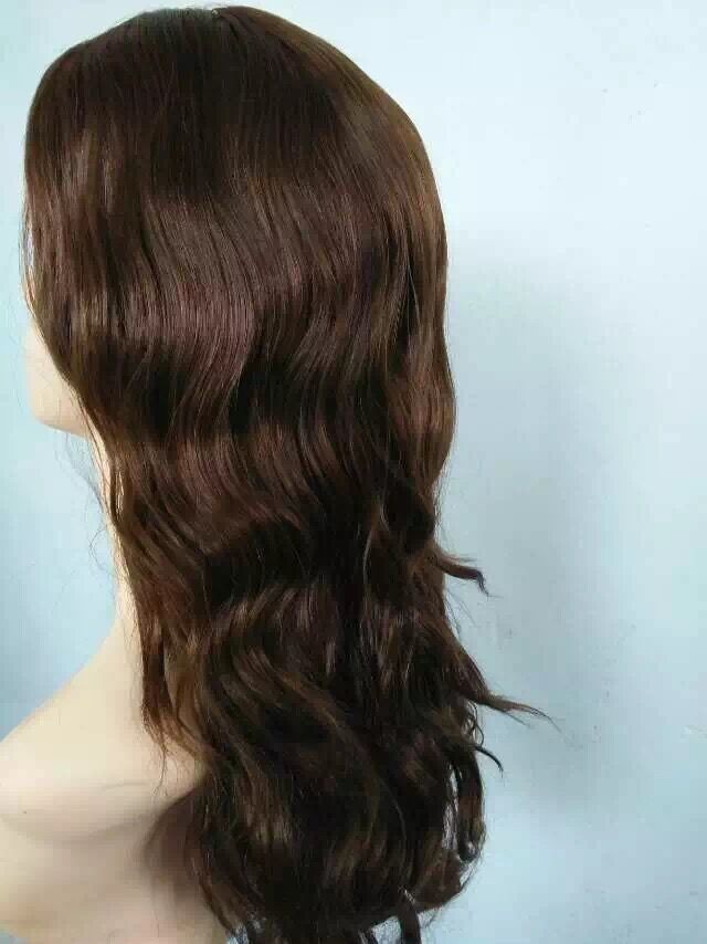 12 Inches Wholesale Jewish Wigs European Human Hair Hair #6 Color Big Layer