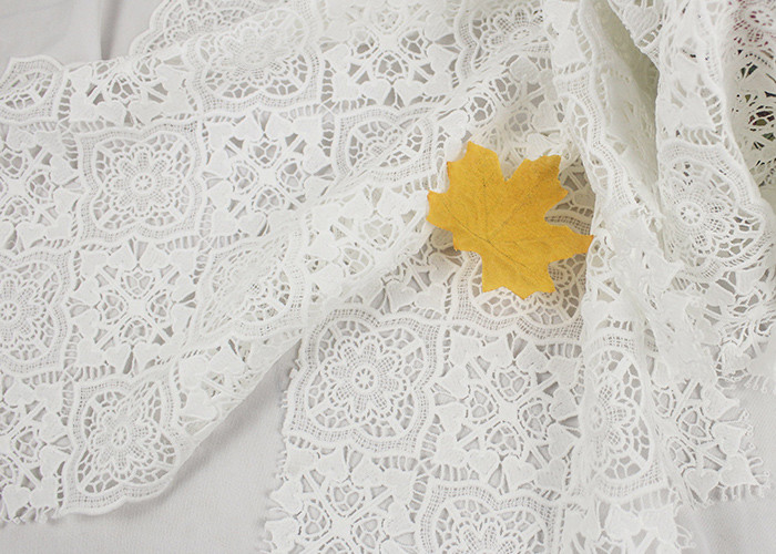 Dyeing Milk Fiber Chemical Polyester Vintage Lace Fabric With Floral Geometric Figure