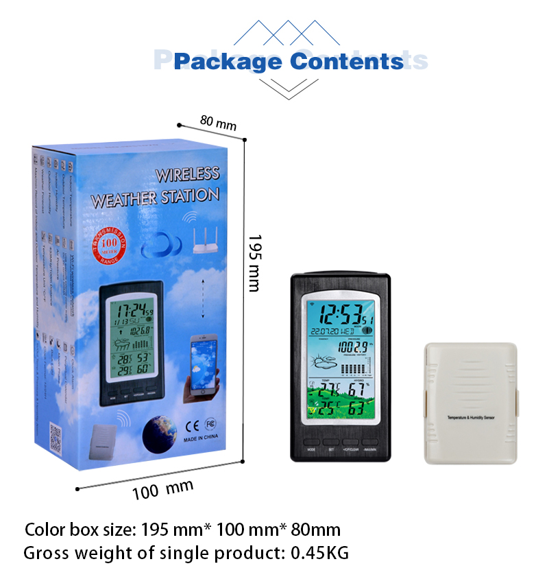 Indoor And Outdoor Wireless Weather Station With Precision Temperature And Humidity Meter
