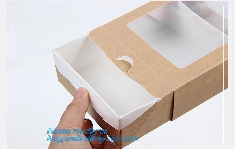 Wholesale custom Paper Cookies packing Cake Box with PVC window,Wholesale Plastic Square Birthday Wedding Packaging Clea