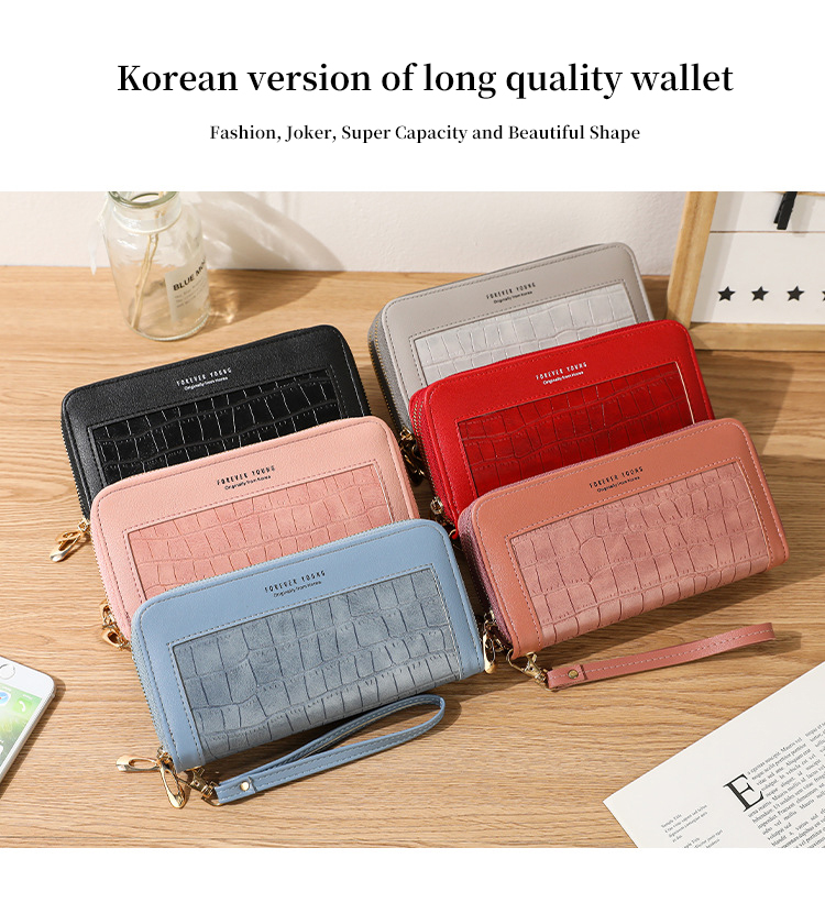 Custom Logo Avaliable Fashion Pu Leather Multi-card Mobile Phone Charger Wallet for Women