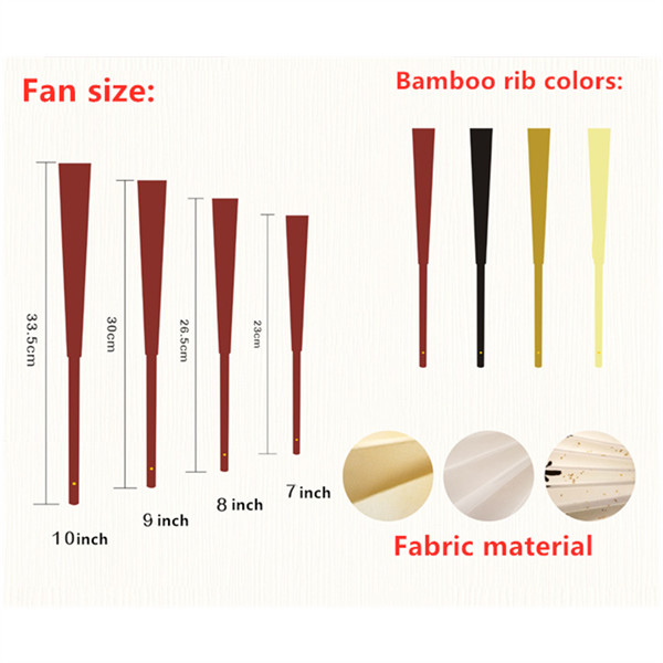 Bamboo Craft Foldable Hand Fans Customized Fabric Folding Hand Fans For Party Gift