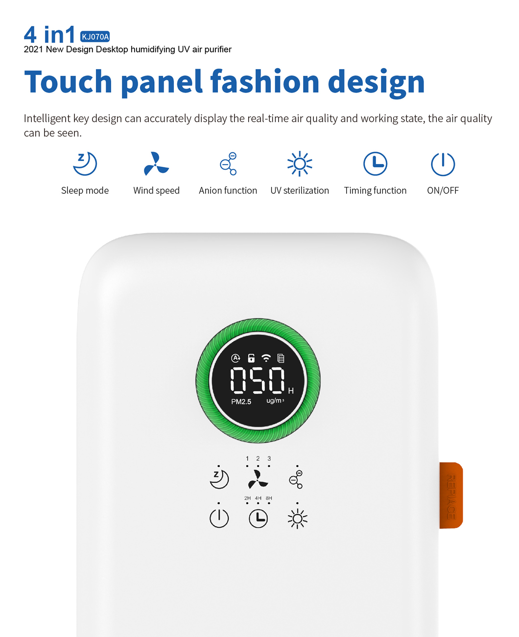 HOMEFISH ABS Smart Portable Desktop Air Purifier With Humidification