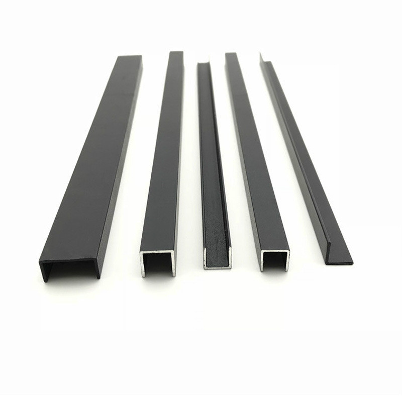 U Shape Channel Aluminium Alloy Profile Extrusion Brushed Gold For Glass Railings