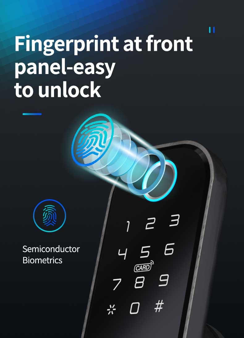 Waterproof Smart Electric Rim Lock with Tuya Smart Life APP WIFI Outdoor Gate Door Fingerprint Lock