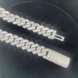 Two Rows Real VVS Moissanite Cuban Link Miami Baguette Cuban Link