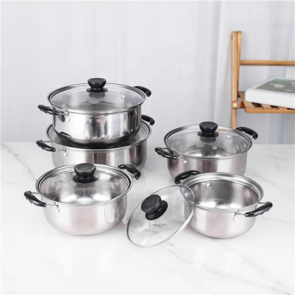 Hot Sale 10 Piece Stainless Steel Cookware Soup Pot Set Stock Pots Cooking Ware