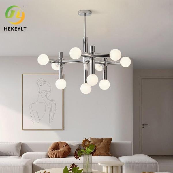 Modern Minimalist Art Glass Aluminum LED Pendant Light For Living Room Dining