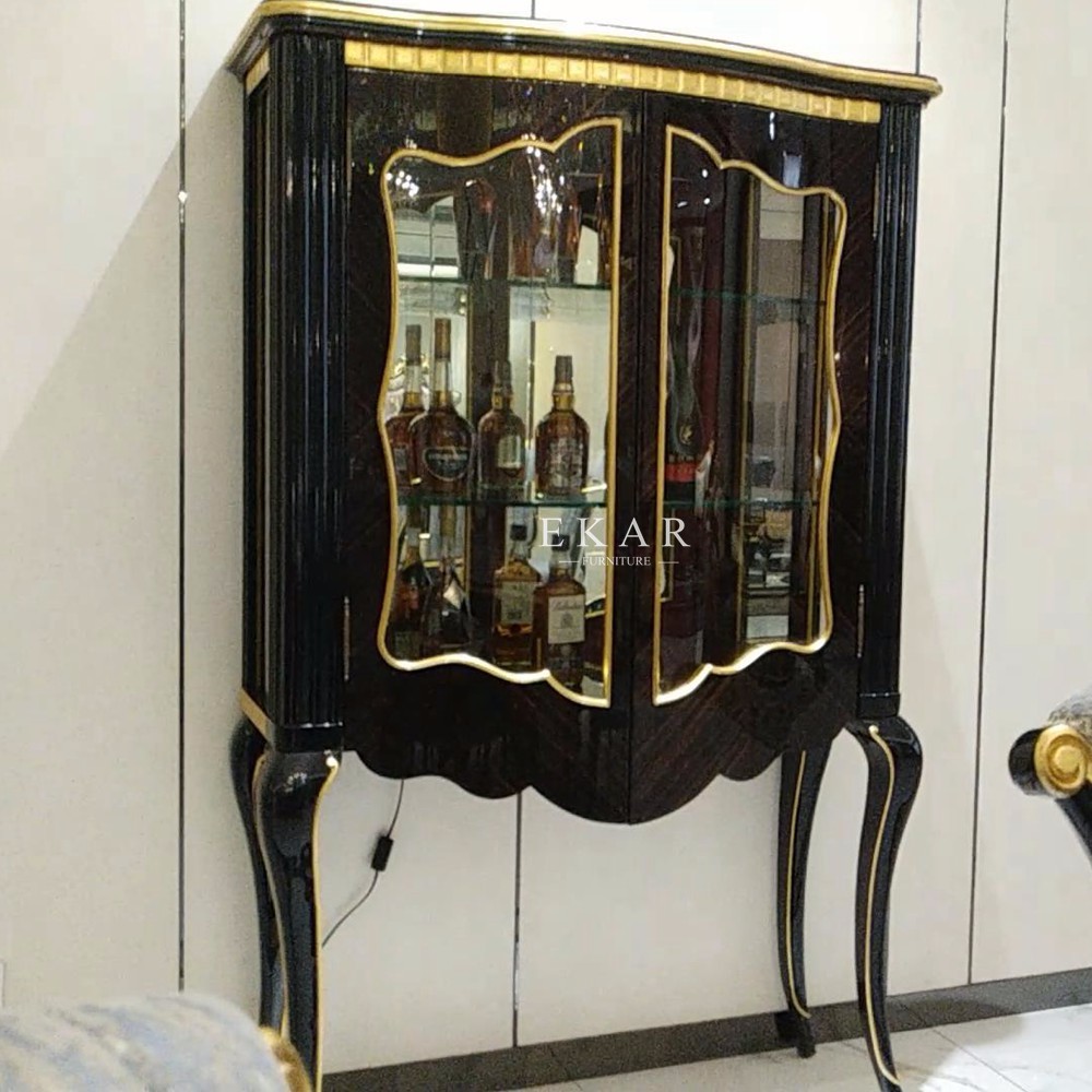 Liquor Antique Wooden Display Wood Glass Cabinet