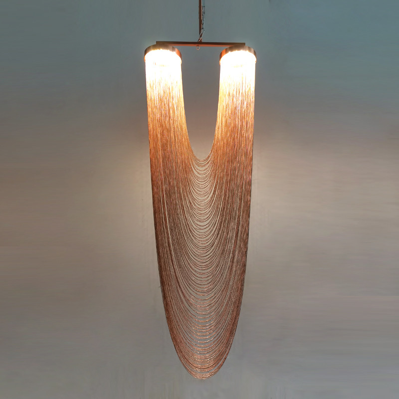 Modern Aluminum Chain Tassel Chandelier Home Kitchen Island rose gold Chandelier(WH-MI-416)