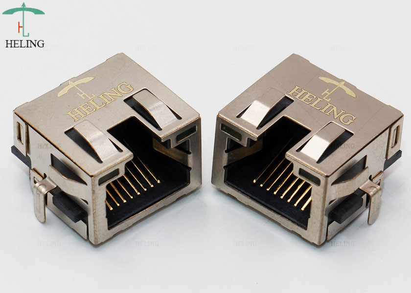 Tab Up Shielded Overhangs RJ45 Board Mount Through Hole PCB Mounting