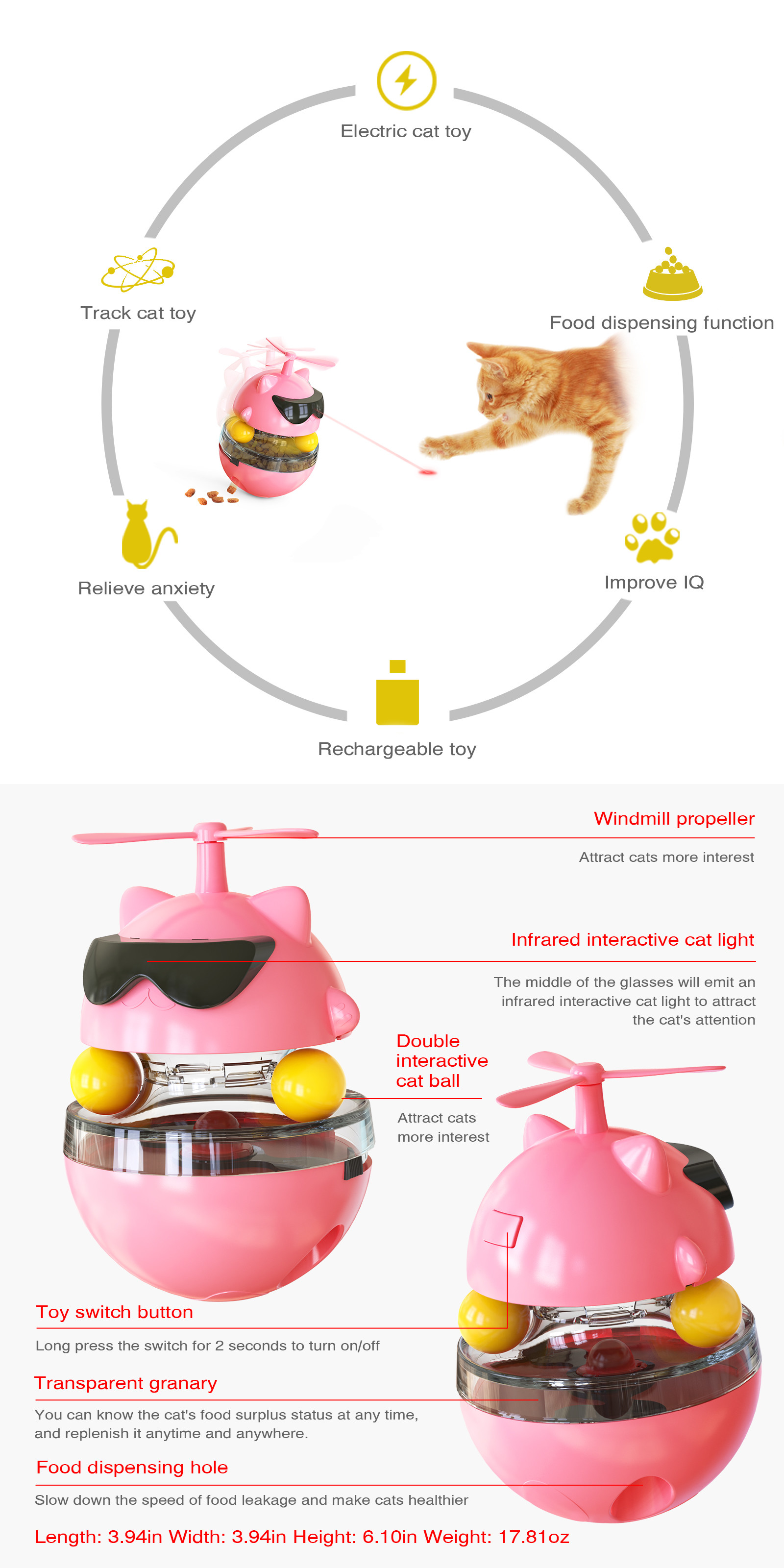 Relieve Anxiety Track Cat Tumbler Toy / Automated Laser Pointer Cat Toy