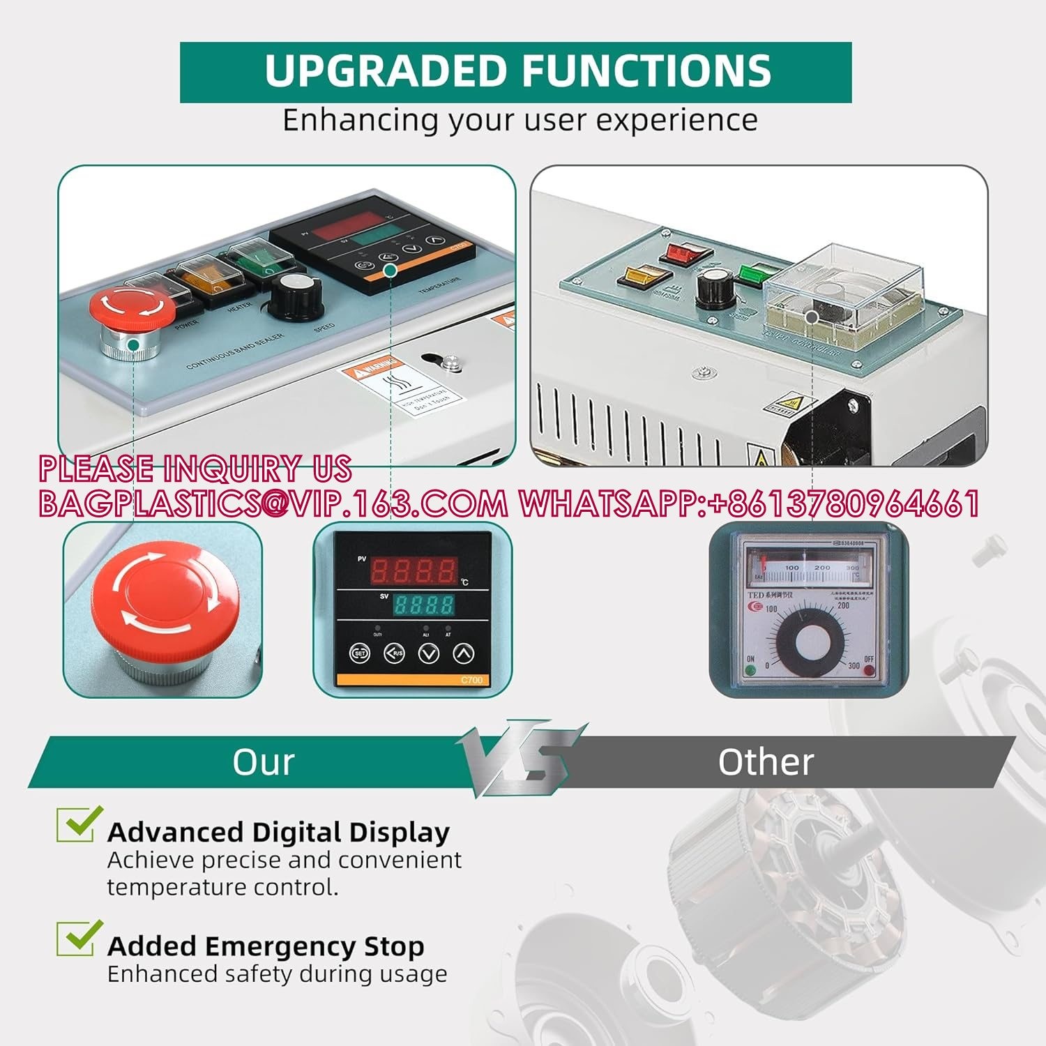 Horizontal Continuous Band Sealer, Automatic Bag Heat Sealer W/Printing Wheels, Commercial Bag Sealing Machine