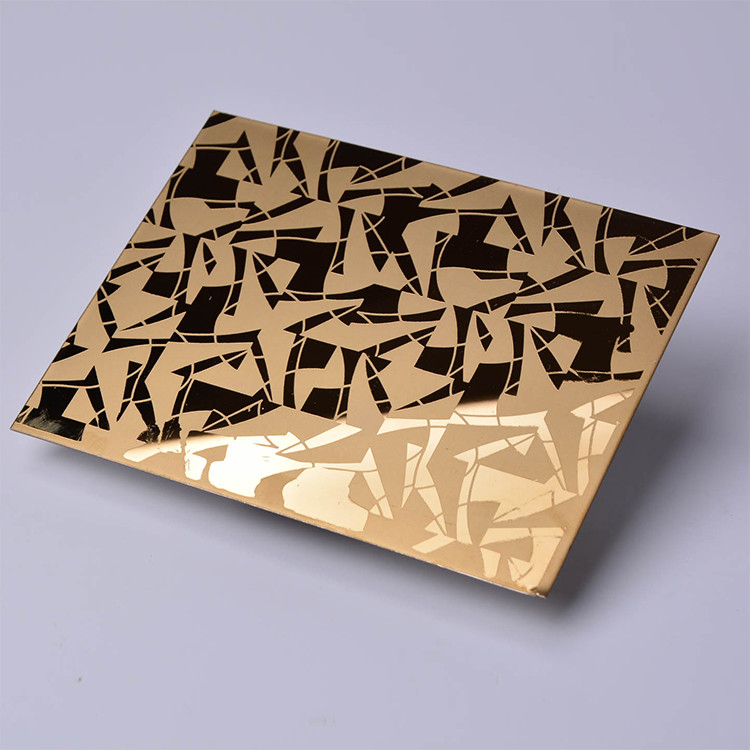AISI 304 Etched Stainless Steel Sheet 0.3mm - 3mm Colored Ti Coating