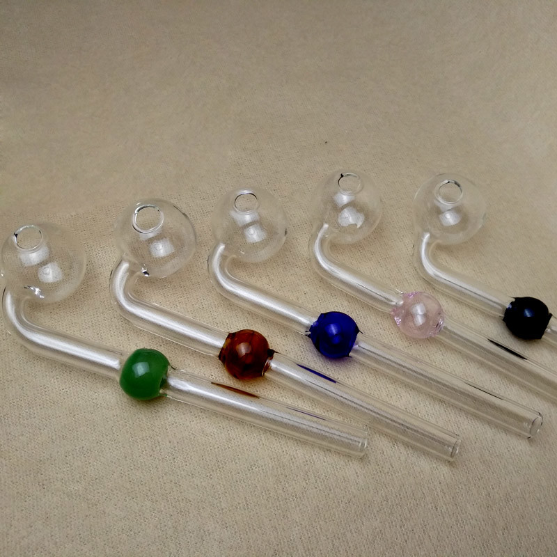 Curved Glass Smoking Pipe With Blue Green Amber Pink Colors Balancer