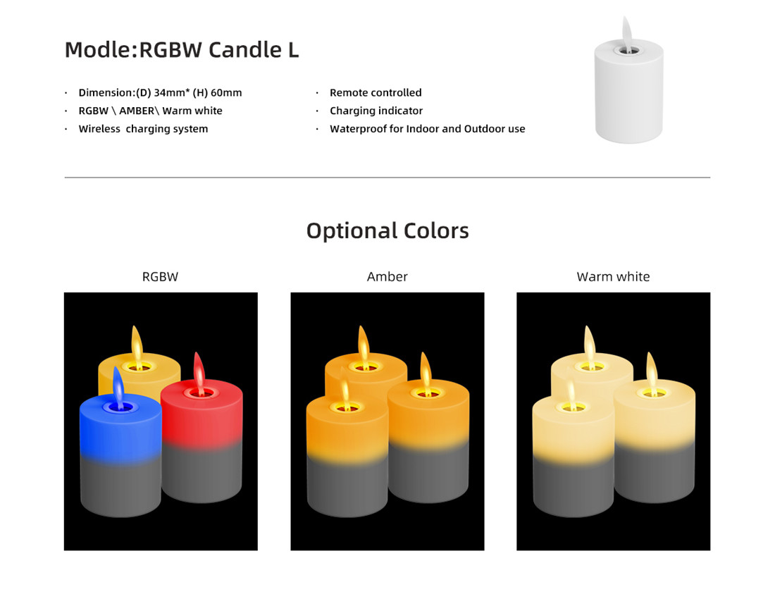 Phone Control Battery Operated Flameless LED Candle Light, Swing Flickering Ambiance Light