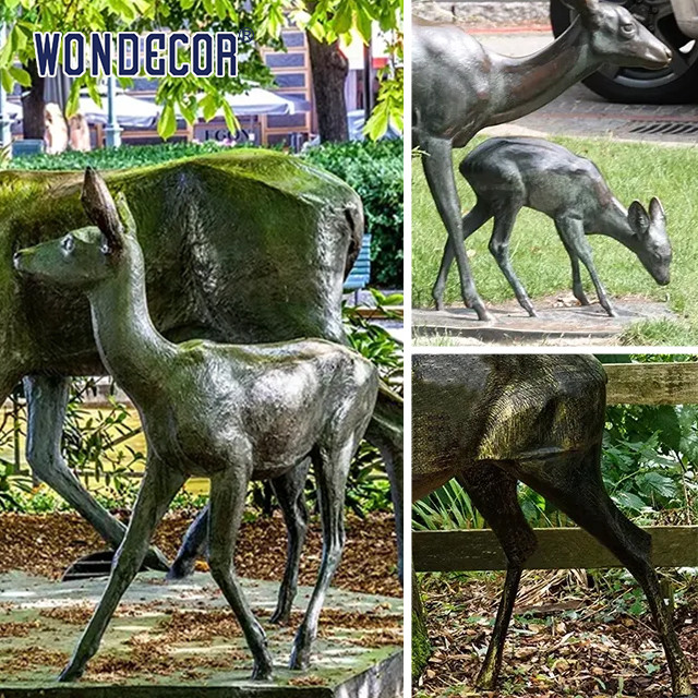 Real Size 3d Bronze Deer Sculpture Smooth Texture