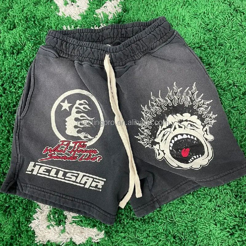 Vintage Sun Faded Acid Wash Custom French Terry Sweat Shorts with Drawstring Closure