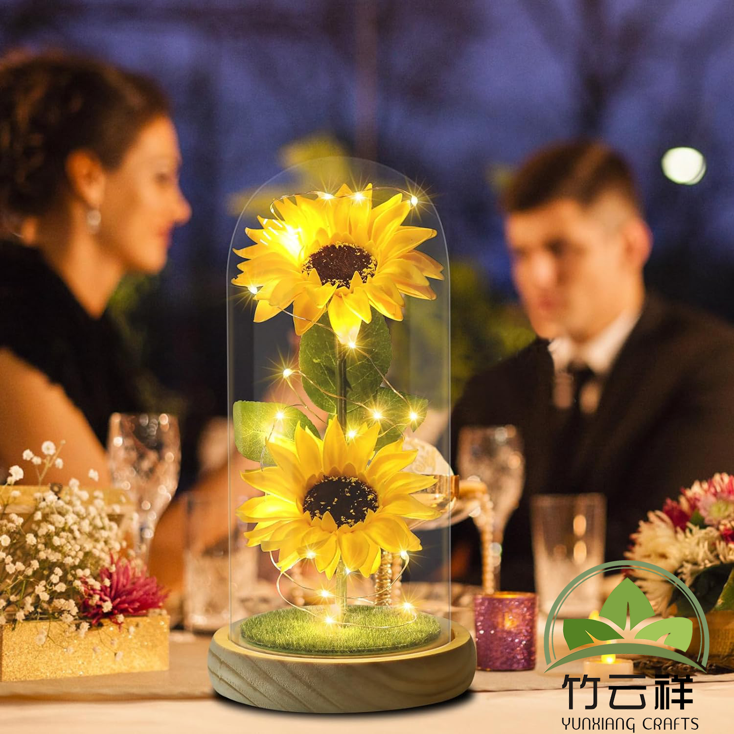 Forever Flower Gift for Women, Preserved Rose in a Glass Dome, Customized Wood Base