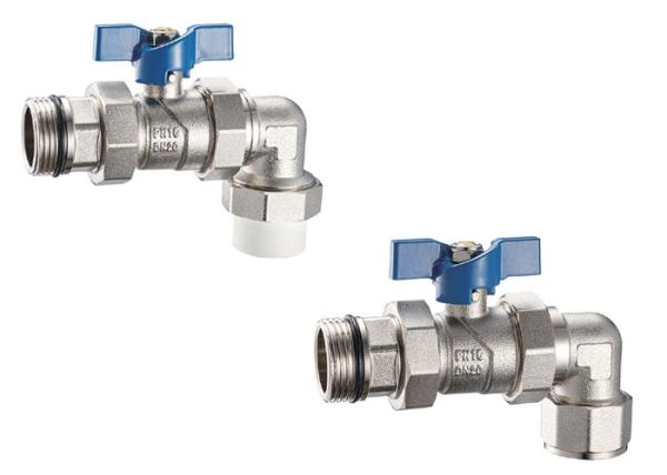 3606 3608 Nickel Plated Angle Coupling Brass Ball Valve with Blue Aluminum