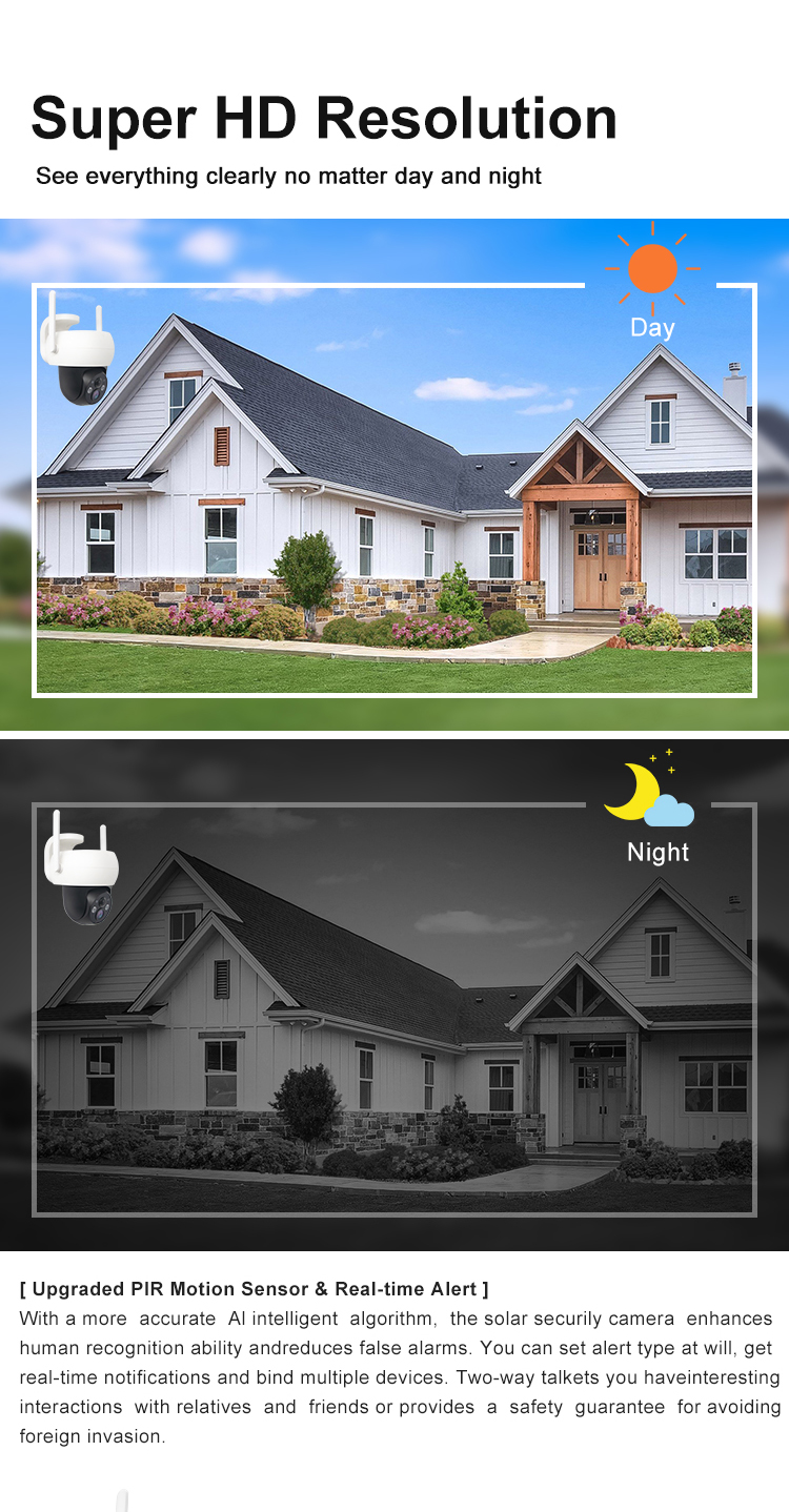 3MP Wifi Solar Camera 4MP Wireless Surveillance IP Camera With 9000mah Recharge Battery Security Video Camera Outdoor