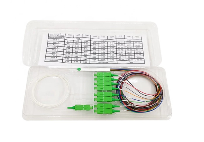 1×N 2×N Steel Tube Mini Type Fiber Optic PLC Splitter G657A 0.9mm