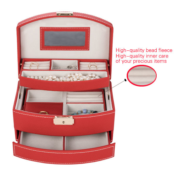 Free sample Lockable Leather Jewelry Case Organizer Box PU leather jewelry storage box