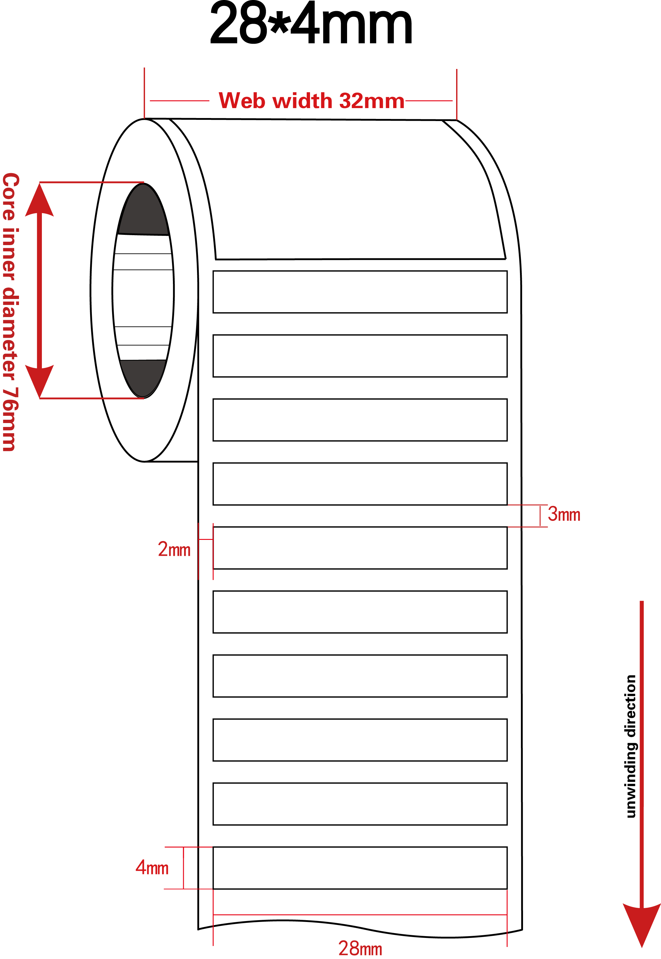 28mmx4mm, 2mil White Gloss High Temperature Resistant Polyimide Label