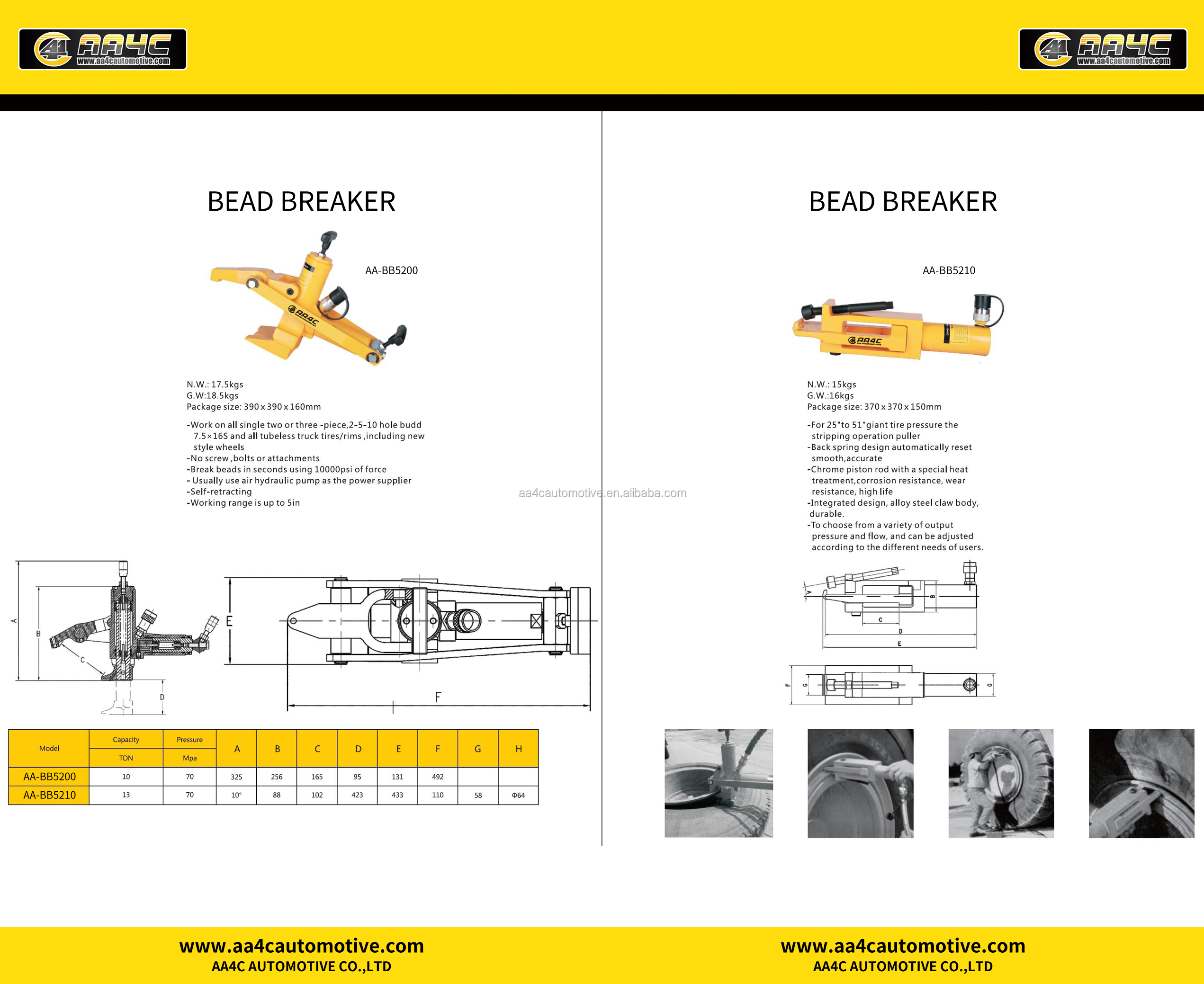 AA4C Pneumatic Tire Bead Breaker Machines AA-BB5200