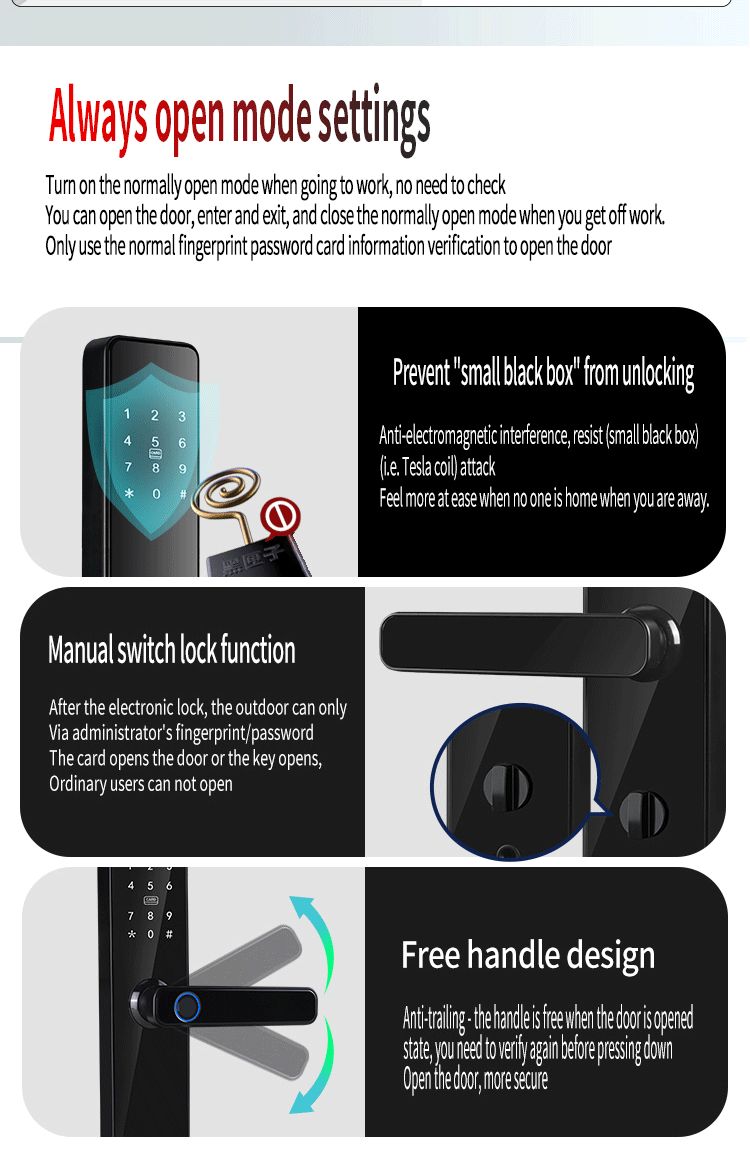6068 Mortise TTlock Wifi Tuya Door Lock With Fingerprint And Password