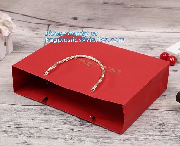 Luxury paper bags with handles Different Sizes,250gsm art paper shopping carrier bag custom printing with handle rope