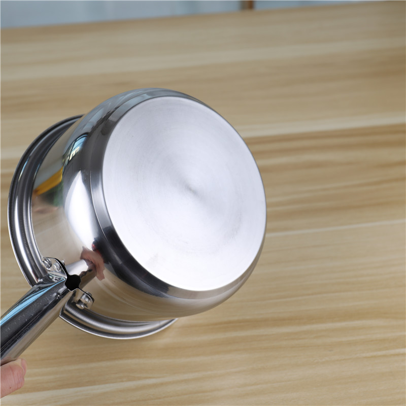 18cm Long handle stainless steel 410 milk pot cooking cookware with glass lid