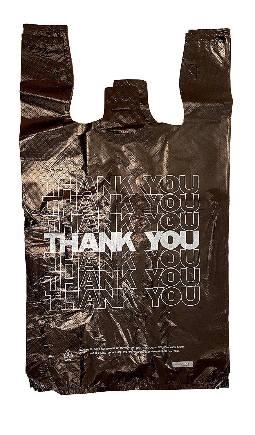HDPE Material Plastic Bag , Thank You T-Shirt Carry out Bags Black 18 Microns – 500 Bags Per Case