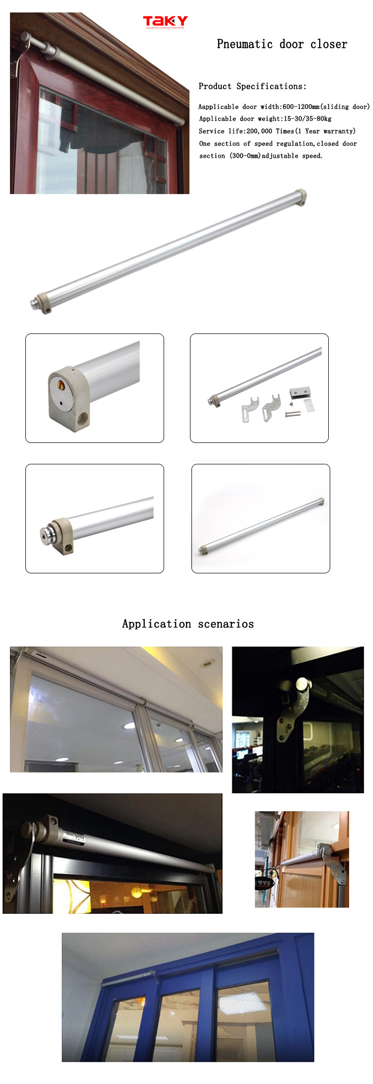 Modern Design Hydraulic Self Closing Automatic Door Closer with Silver Printing Finish