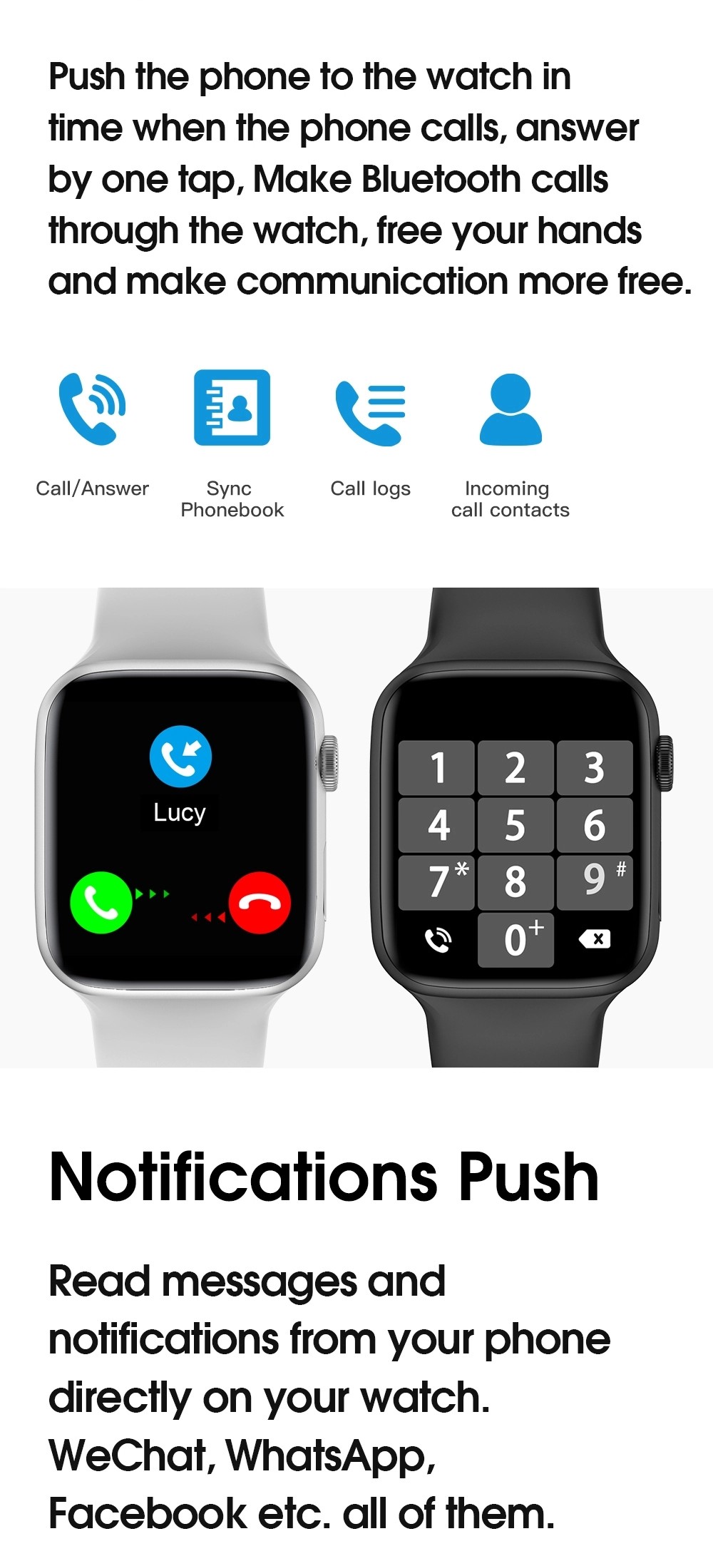 Wireless Charging IP68 1.75inch Waterproof Heart Rate Smartwatch