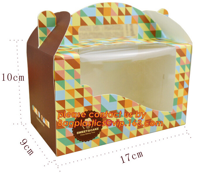 Wholesale custom Paper Cookies packing Cake Box with PVC window,Wholesale Plastic Square Birthday Wedding Packaging Clea