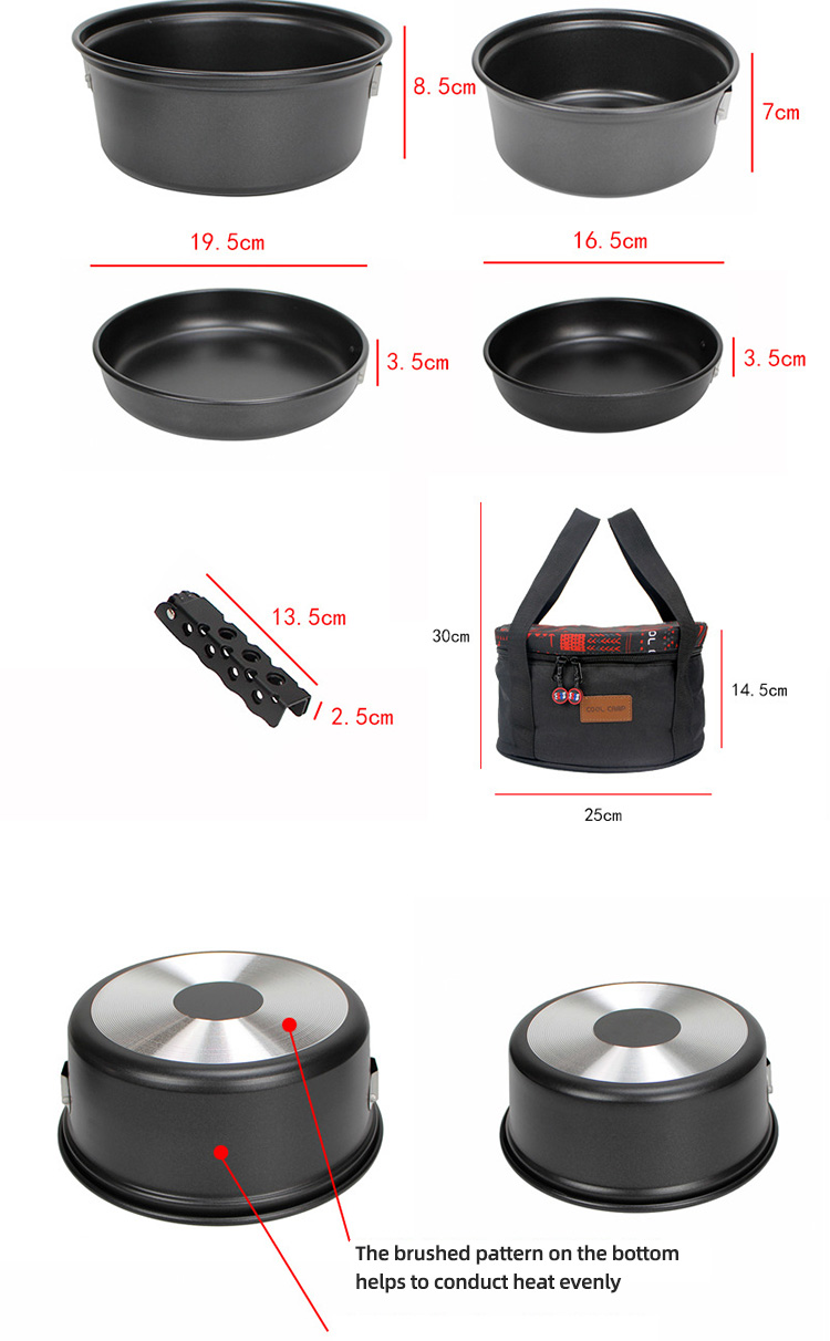 Aluminium Outdoor Cooking Pot Set 3KG Nonstick With Lid