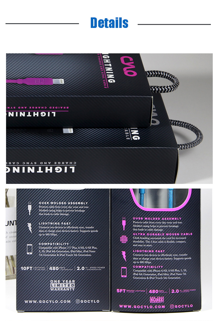 Custom Logo 300gsm paper Data Cable Packaging Box Retail Blister Pack With 4c Printing