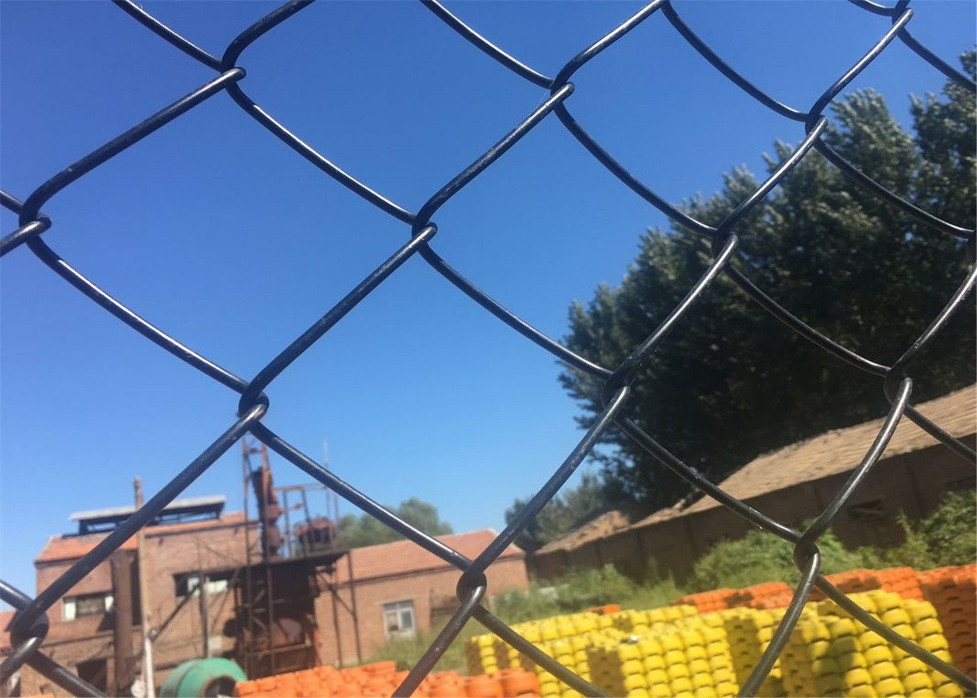 Hot Dipped Galvanized Chain Link Mesh Silver / Green Color