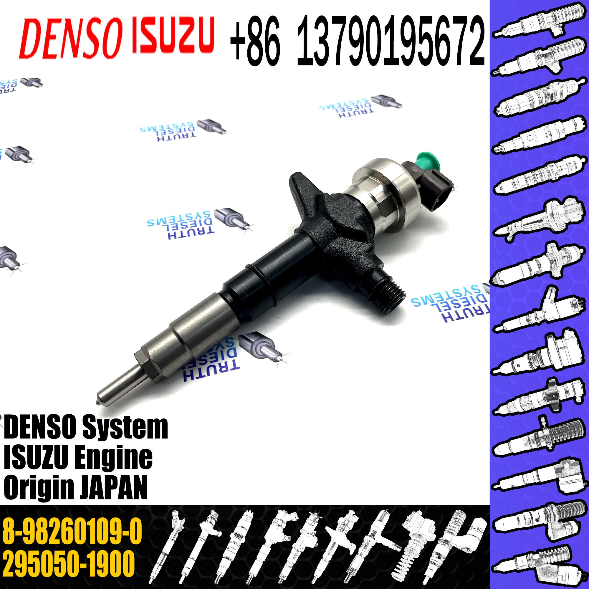 injector diesel engine 295050-1900 8-98260109-0 for ISUZU 8-98260109-0 295050-1900 for diesel injection nozzle injector
