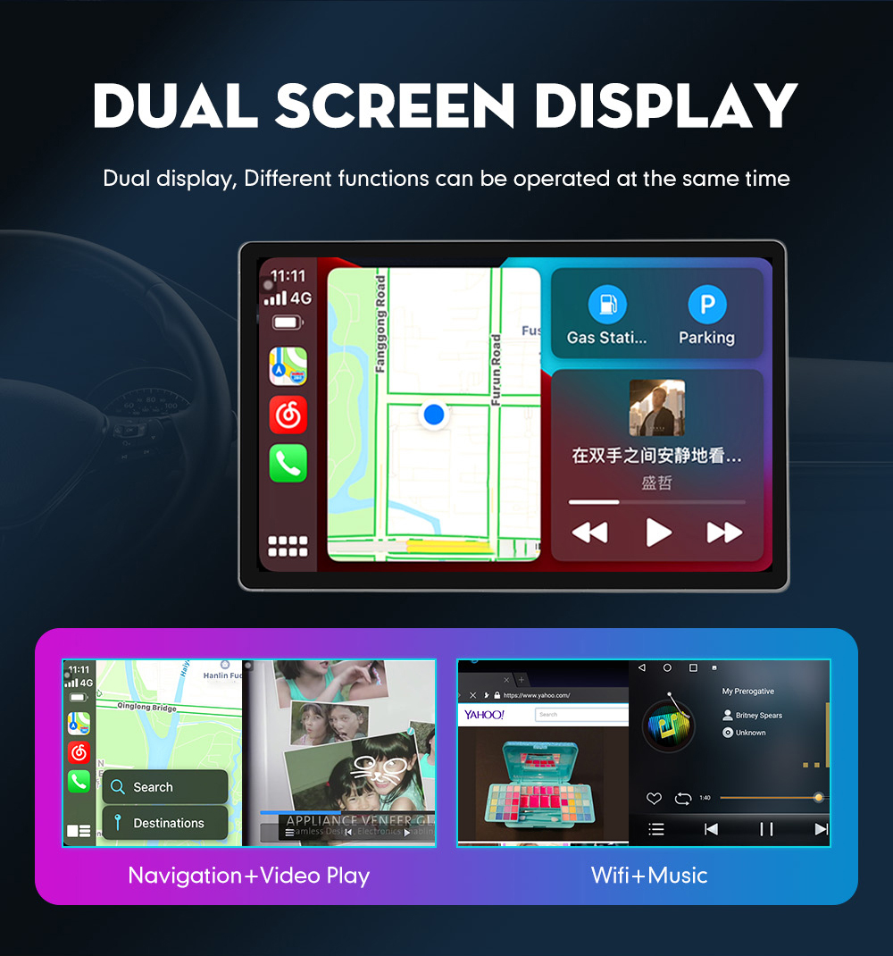 4/64gb Android Auto Head Unit 13 Inch Car Navigation with Carplay and Bluetooth 5.0